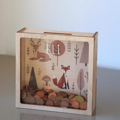 Hucha personalizable bosque de Vintiun