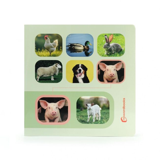 Busca y encuentra animales de la granja de Nowordbooks