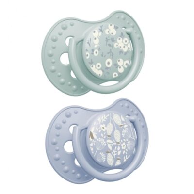 Chupetes Lovi Blossom azul 0-3 meses pack-2