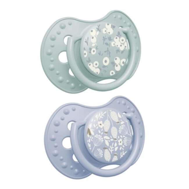 Chupetes Lovi Blossom azul 0-3 meses pack-2