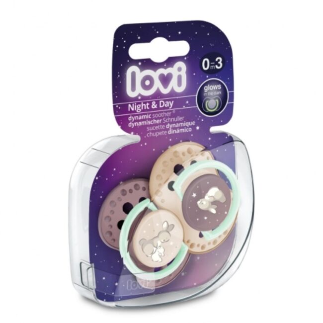 Chupetes Lovi night&day rosa 0-3 meses pack-2 - Imagen 2