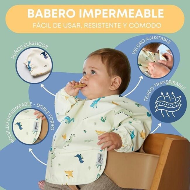 Pack 2 baberos manga larga Dinos de Babaté - Imagen 3