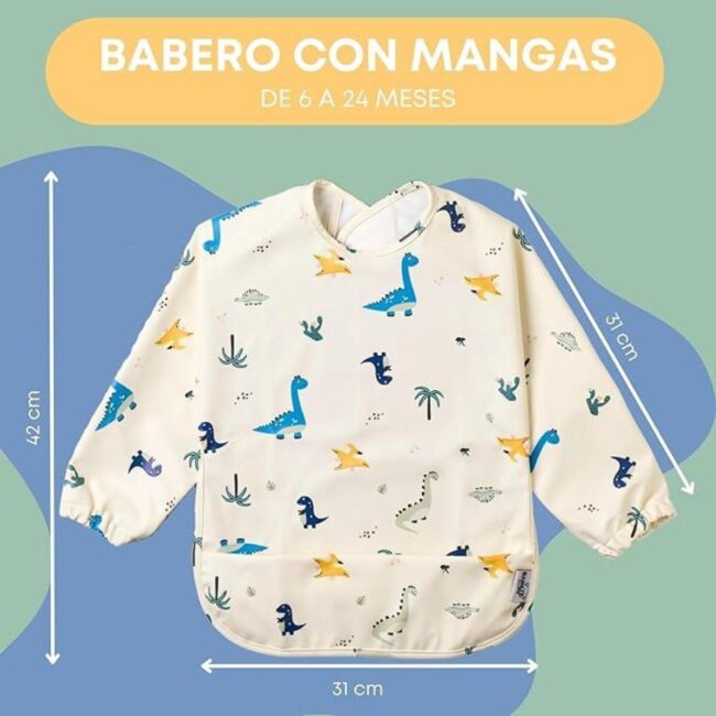 Pack 2 baberos manga larga Dinos de Babaté - Imagen 5