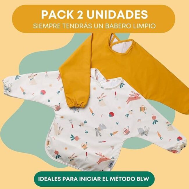 Pack 2 baberos manga larga Huerto de Babaté - Imagen 2