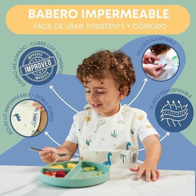 Pack 2 baberos sin mangas Dinos de Babaté - Imagen 3