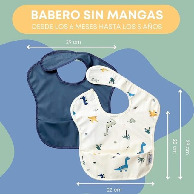 Pack 2 baberos sin mangas Dinos de Babaté - Imagen 2