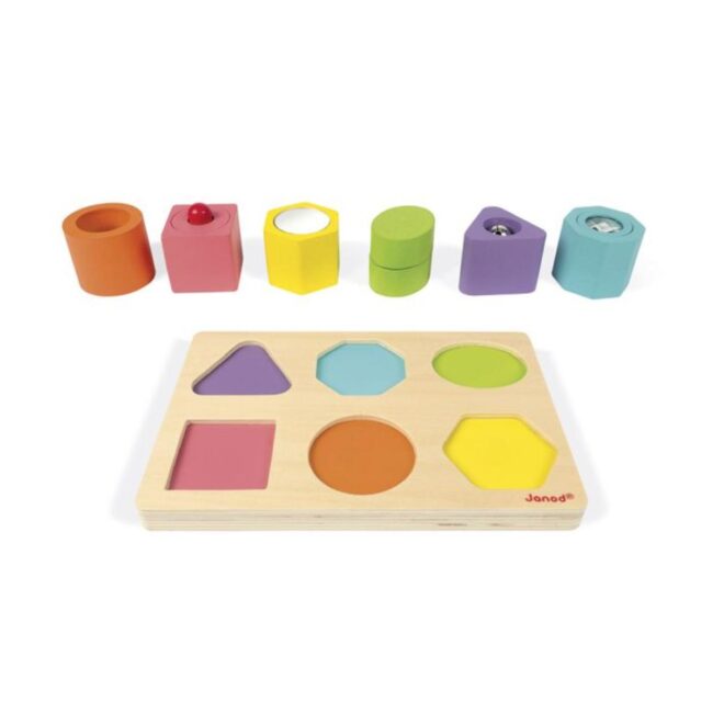 Puzle de madera con 6 figuras sensoriales de Janod - Imagen 4