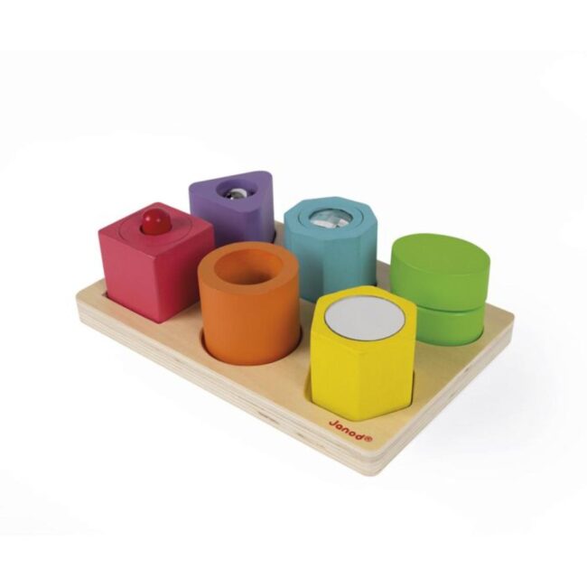 Puzle de madera con 6 figuras sensoriales de Janod - Imagen 5