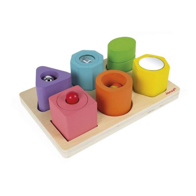 Puzle de madera con 6 figuras sensoriales de Janod - Imagen 6