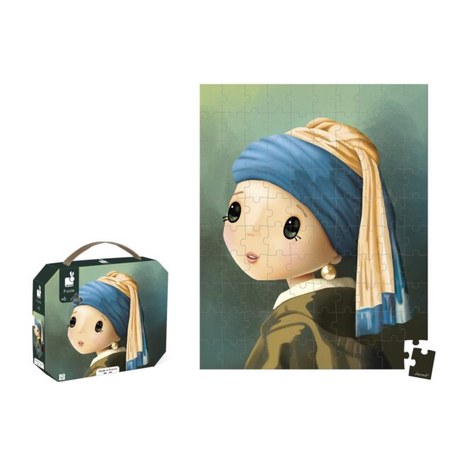 Puzle inspirado en La joven de la perla de Vermeer de 100 piezas de Janod - Imagen 2