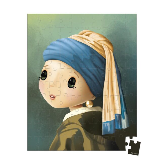 Puzle inspirado en La joven de la perla de Vermeer de 100 piezas de Janod - Imagen 3