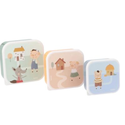 3 cajas de almuerzo Tutete The three little pigs