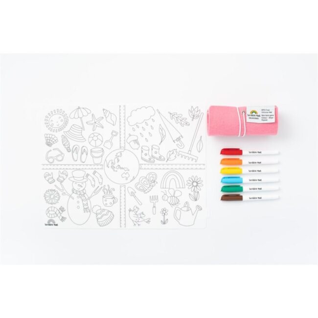 Mantel de silicona Scribble Mat con 6 rotuladores "Estaciones"