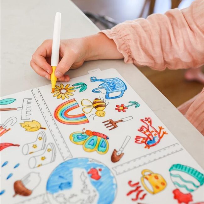 Mantel de silicona Scribble Mat con 6 rotuladores "Estaciones" - Imagen 6