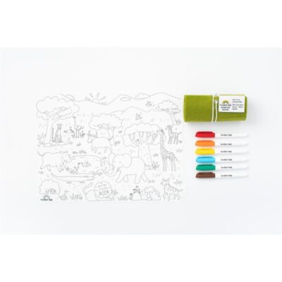 Mantel de silicona Scribble Mat con 6 rotuladores «De safari»