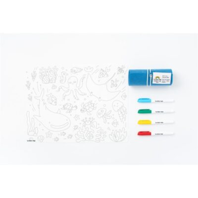 Mantel de silicona Scribble Mat con 4 rotuladores «Bajo el mar»