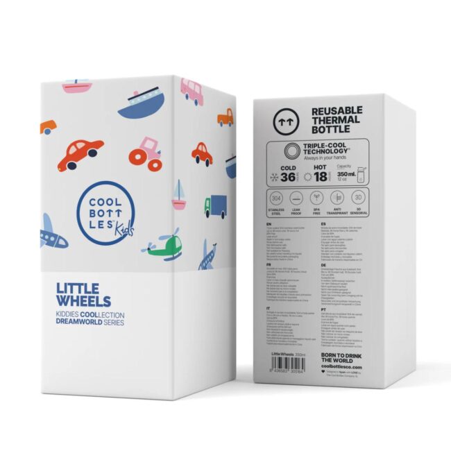 Botella térmica Kiddies de Cool Bottles de 350ml Little wheels - Imagen 4