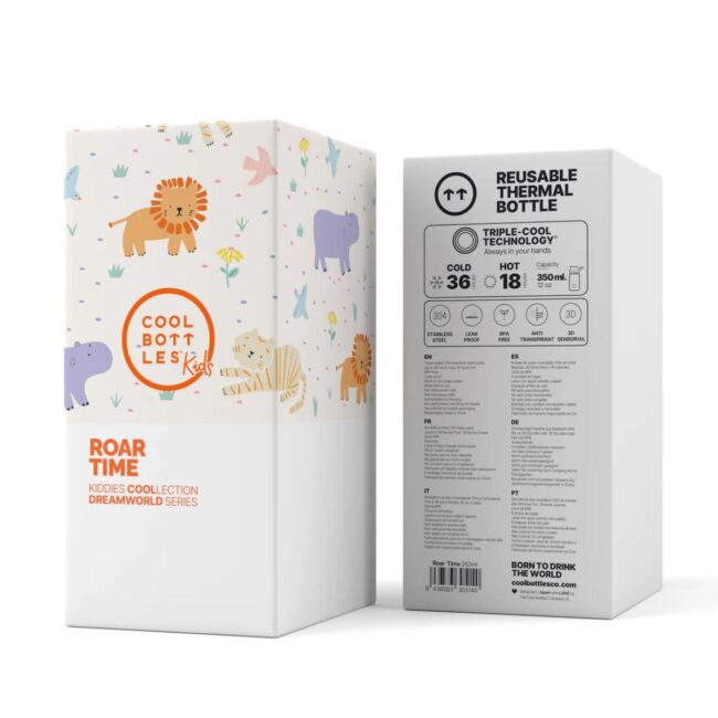Botella térmica Kiddies de Cool Bottles de 350ml Roar time - Imagen 4