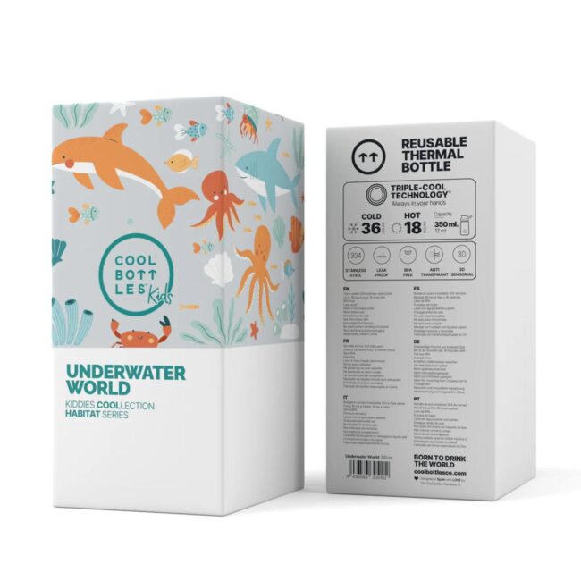 Botella térmica Kiddies de Cool Bottles de 350ml Underwater world - Imagen 4