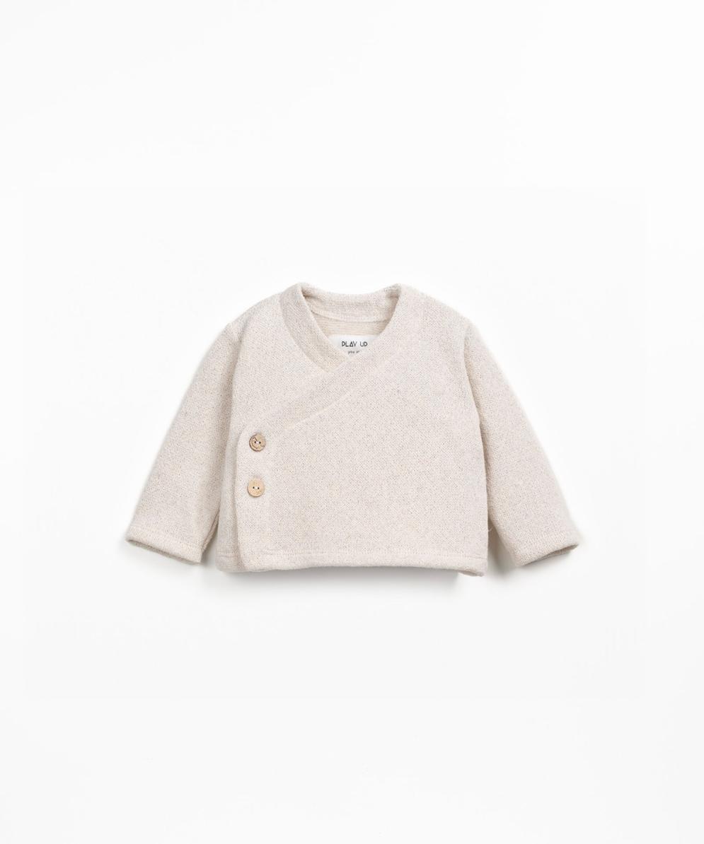 Chaqueta cruzada de punto con interior afelpado blanco roto de Play Up