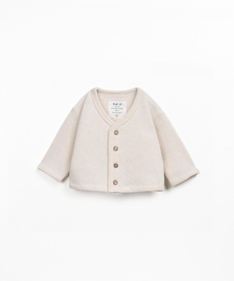 Chaqueta de punto con interior afelpado blanco roto de Play Up