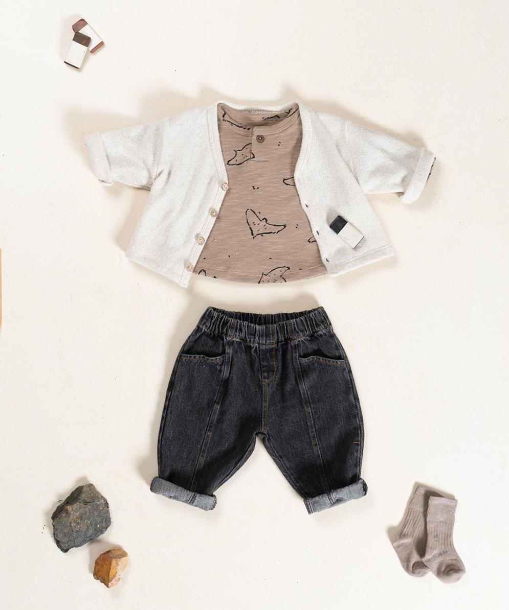 Chaqueta de punto con interior afelpado blanco roto de Play Up - Imagen 3