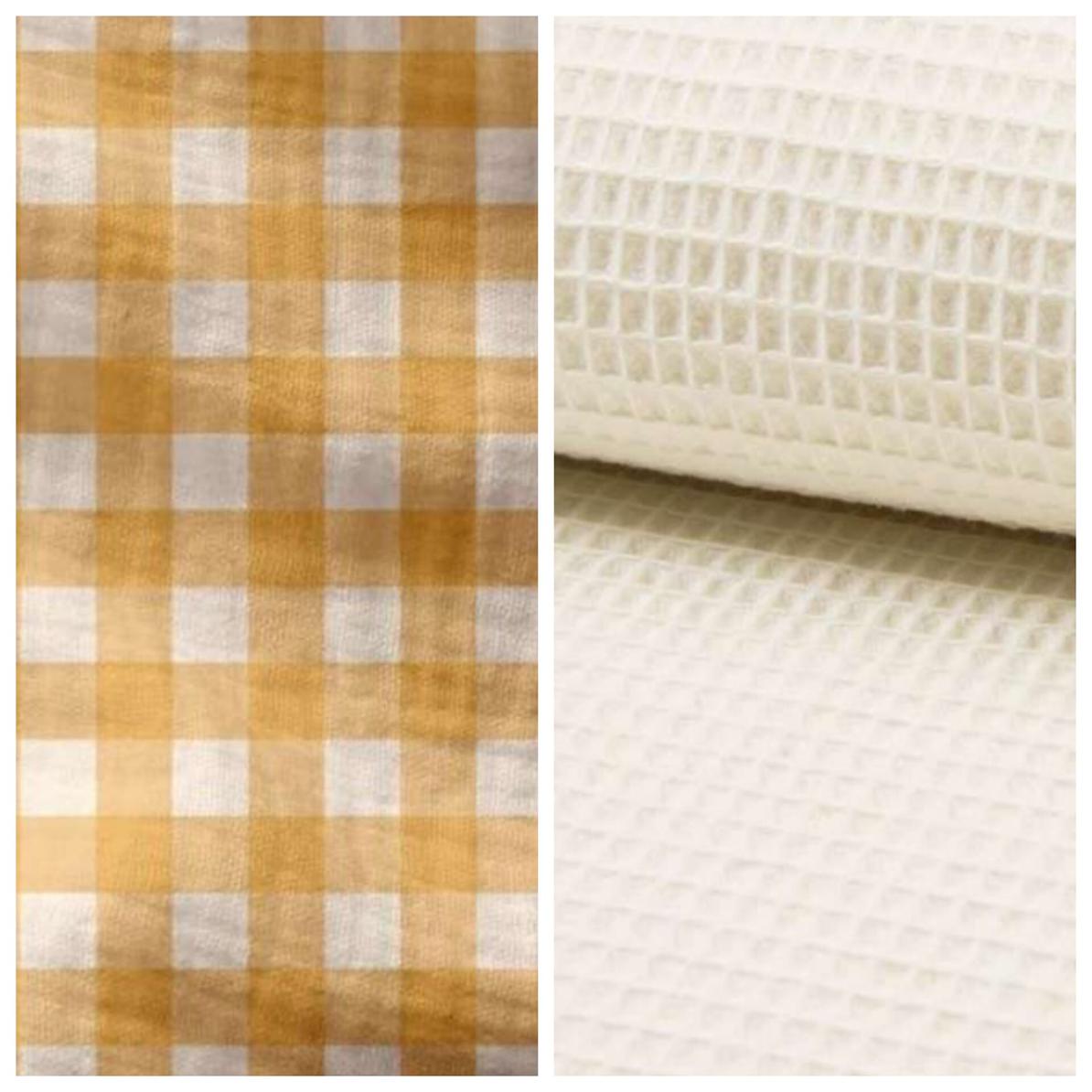 Manta de entretiempo Vichy mostaza-wafle crudo