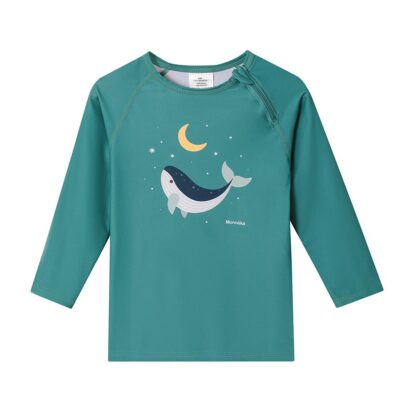 Camiseta de protección solar de manga larga Whale teal de Tutete