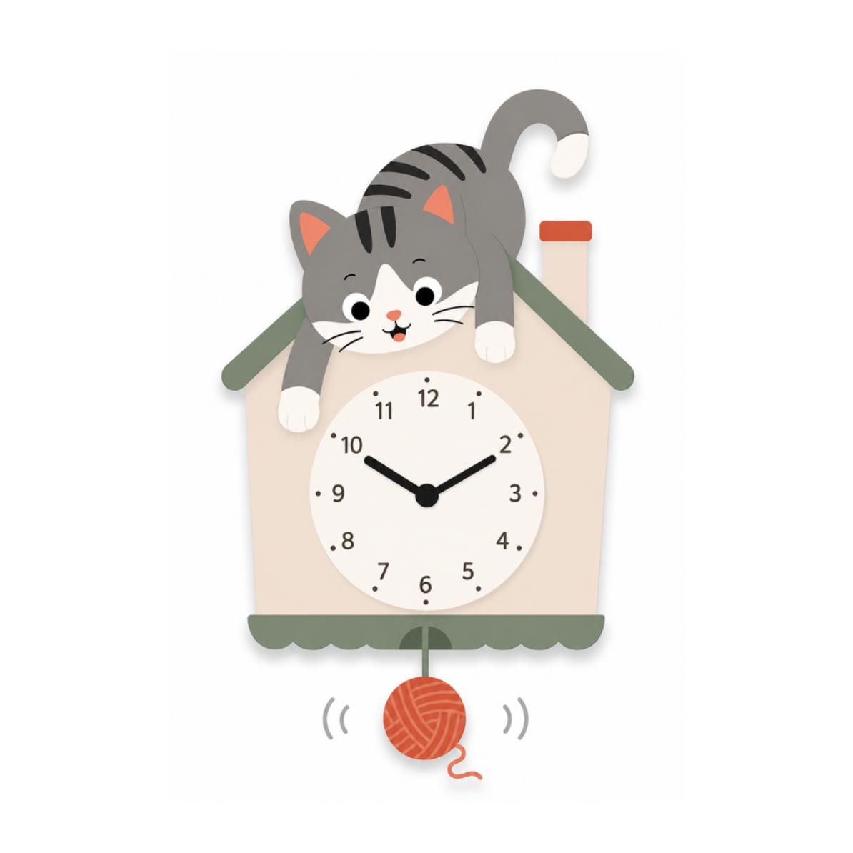 Reloj de pared casita de gato con kit de letras de Vintiun