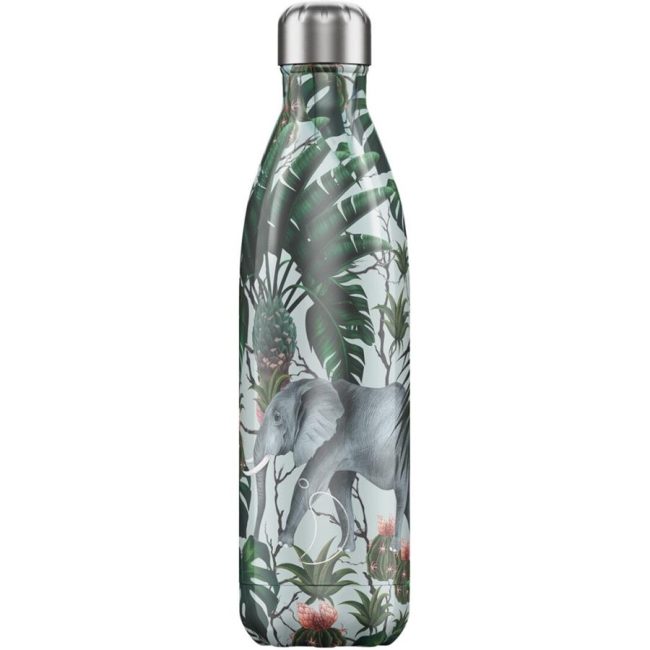 Botella Chilly's de 750ml con estampado de elefantes y selva