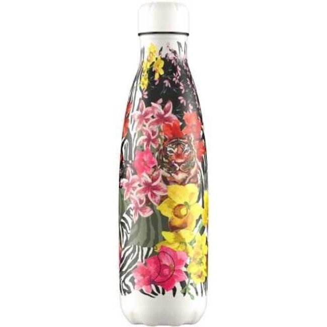 Botella Chilly's de 500ml con estampado de flores e hibiscos