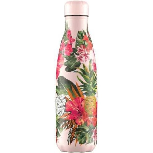 Botella Chilly's de 500ml con estampado de flores y tucanes