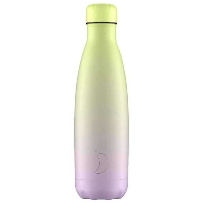 Botella Chilly's de 500ml en degradado colores lima y lila