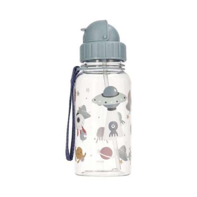 Botella de plástico con estampado de marcianitos