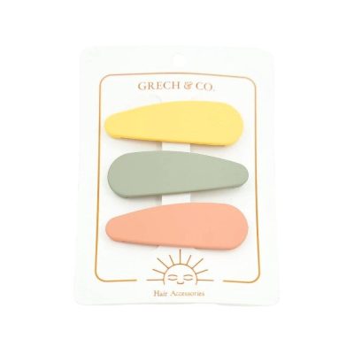 Clips Para Pelo Snap De Grech & Co. Mellow Yellow/Fog/Coral Roug