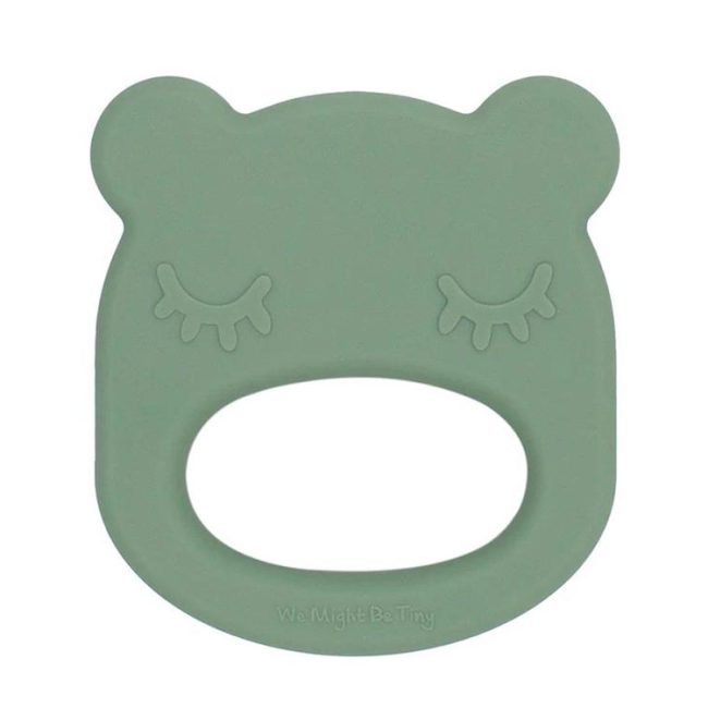 Mordedor de silicona en forma de oso de color verde