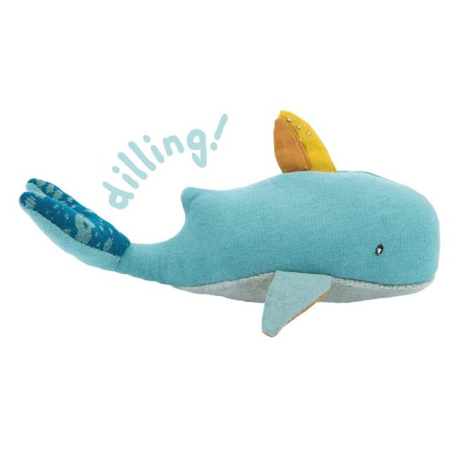 Sonajero de peluche en forma de ballena azul